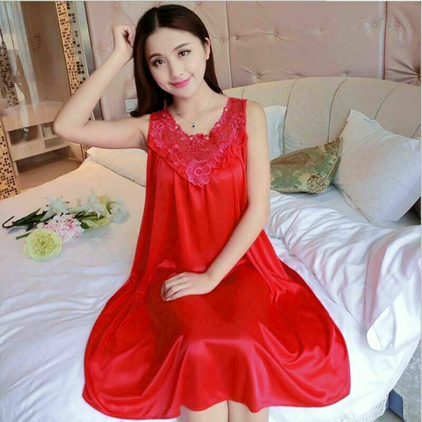 Most Fit M to 3XL Women Silk Silky Satin Pajamas Robe Nightgown Soft Sleepwear