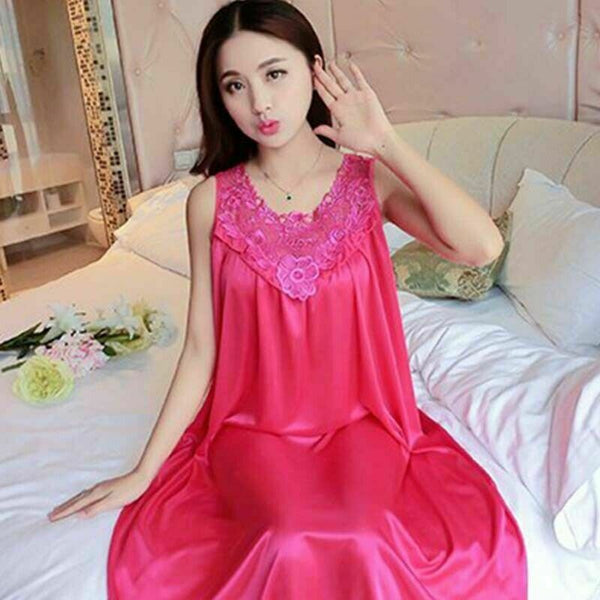 Most Fit M to 3XL Women Silk Silky Satin Pajamas Robe Nightgown Soft Sleepwear