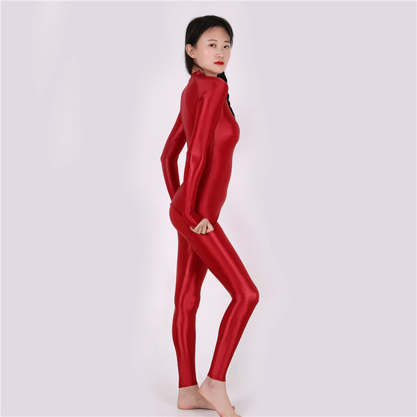 Women Smooth Shiny Sport Gym Yoga Outfit Long Sleeve Top Leggings