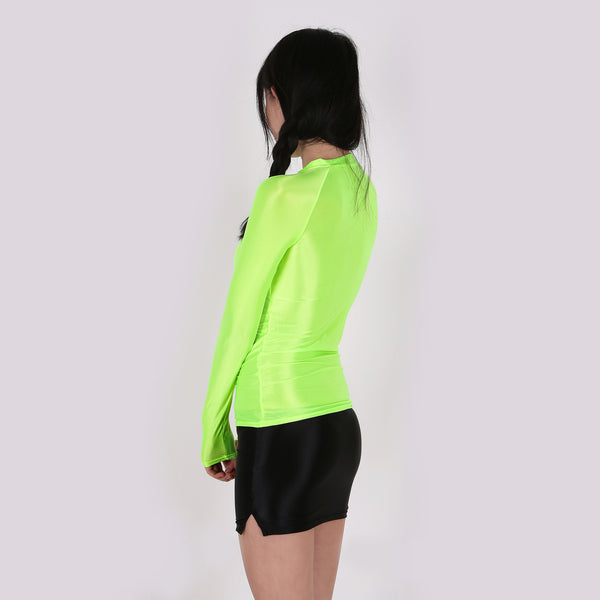 3X Women Smooth Shiny stretchy Sport Gym Yoga Outfit Long Sleeve Shirt Topwear