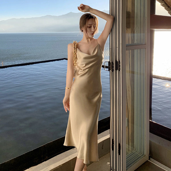 Summer Leisure V-neck High Waisted halter neck open-back One Piece Jumpsuit