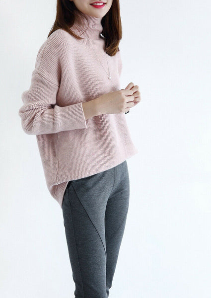 Women Casual Cashmere Turtleneck Long Sleeve Knitwear Casual Top Sweater