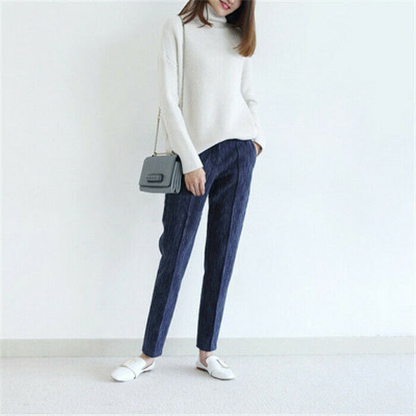 Women Casual Cashmere Turtleneck Long Sleeve Knitwear Casual Top Sweater