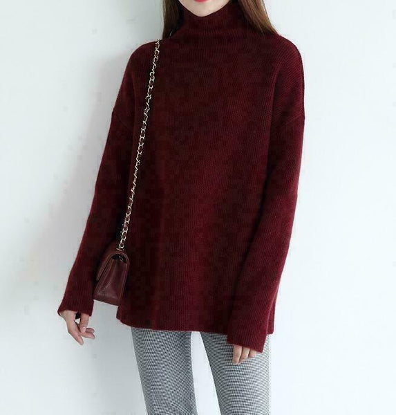 Women Casual Cashmere Turtleneck Long Sleeve Knitwear Casual Top Sweater