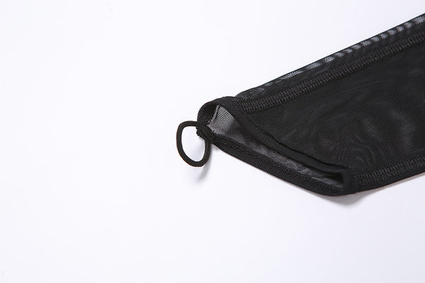 Sexy Women Black Patchwork Jumpsuit Sheer Mesh See Through Party Night Club Sleeved Long Catsuit Romper