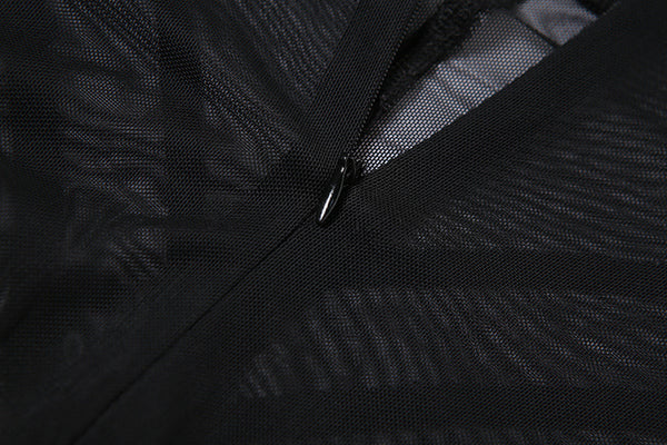 Sexy Women Black Patchwork Jumpsuit Sheer Mesh See Through Party Night Club Sleeved Long Catsuit Romper