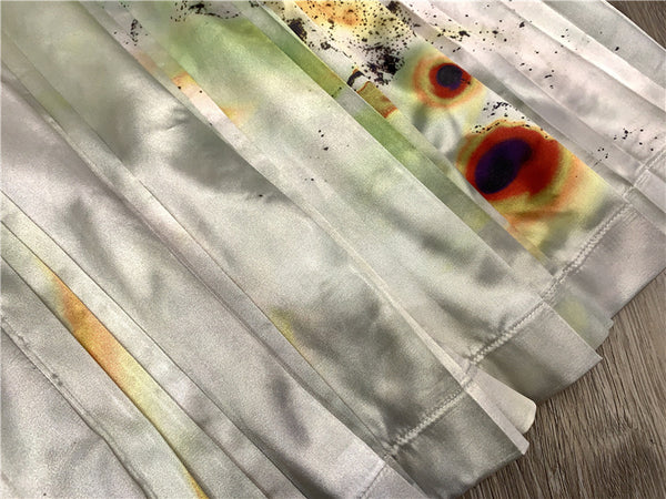 Women Oil Painting Pattern Watercolor Splash Ink Printing High Waist A-line Pleated Skirt