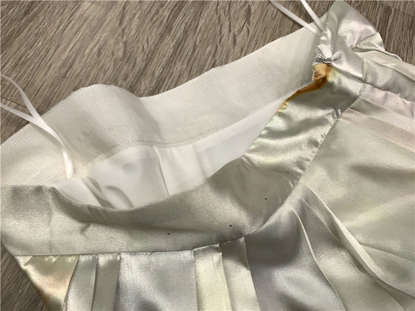 Women Oil Painting Pattern Watercolor Splash Ink Printing High Waist A-line Pleated Skirt