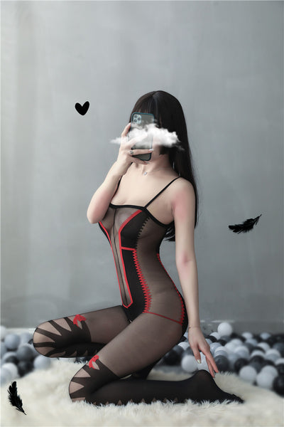 Nice Women Nightgown Sexy Red Bow Cross Striped Sleepwear Lace Teddy Dress Babydoll Nightwear