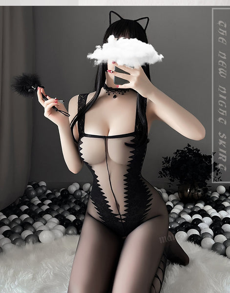 Women Nightgown Sexy tube top  Deep V open crotch Sleepwear Lace Teddy Dress jumpsuit Babydoll Nightwear