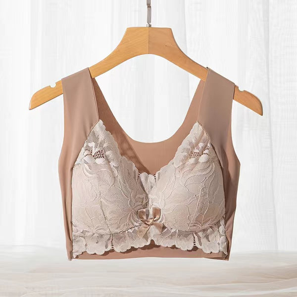 Sexy Light Elastic Wireless Lifting Cup Push up Vest Lace Sleep Bra