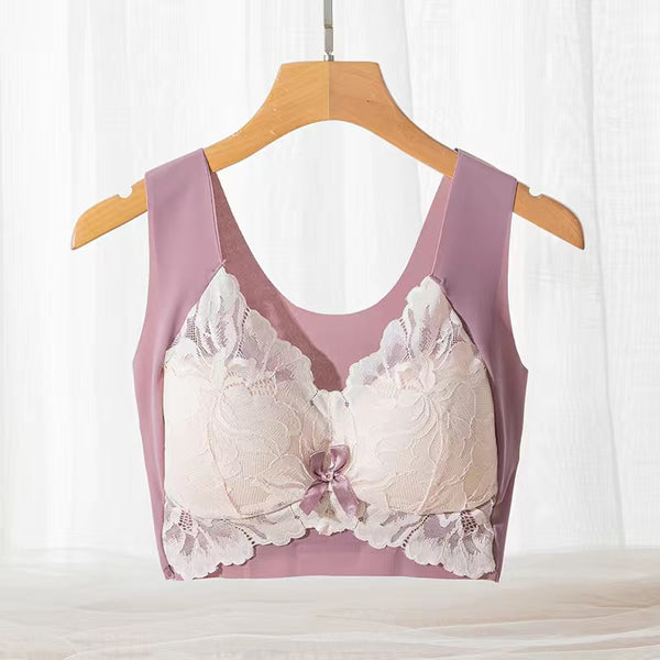 Sexy Light Elastic Wireless Lifting Cup Push up Vest Lace Sleep Bra