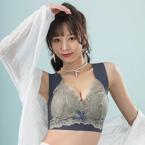 Sexy Light Elastic Wireless Lifting Cup Push up Vest Lace Sleep Bra