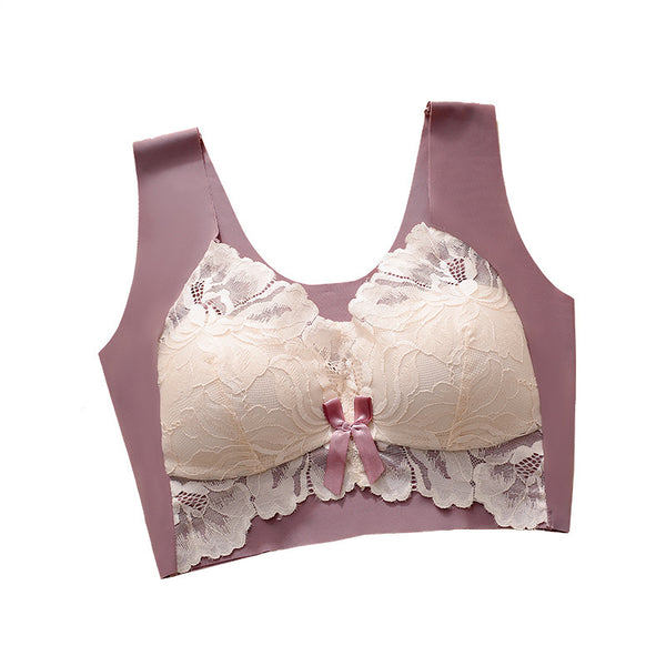Sexy Light Elastic Wireless Lifting Cup Push up Vest Lace Sleep Bra