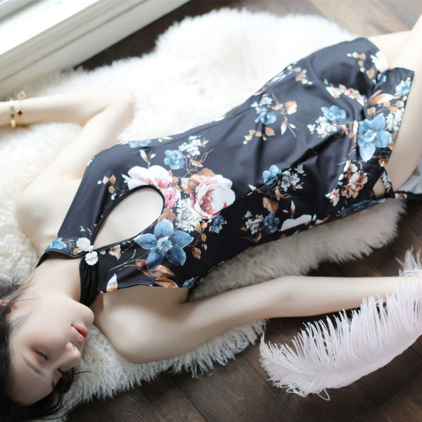 Sexy Traditional One Piece Nightclub Drinks Bar Ladies Printed Cosplay Cheongsam