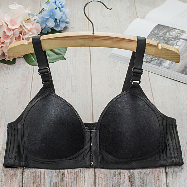 Women Full Cup Bra Front Closure Push Up Padded Wireless Bralette Brassiere Underwear