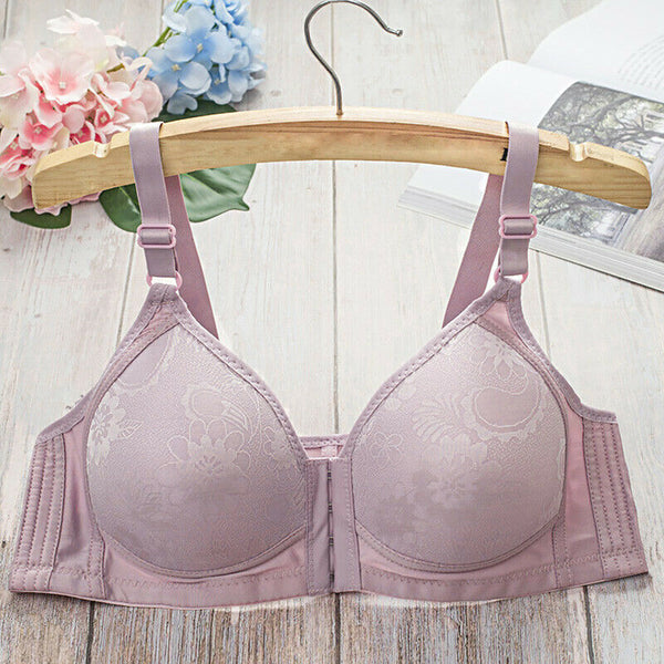 Women Full Cup Bra Front Closure Push Up Padded Wireless Bralette Brassiere Underwear