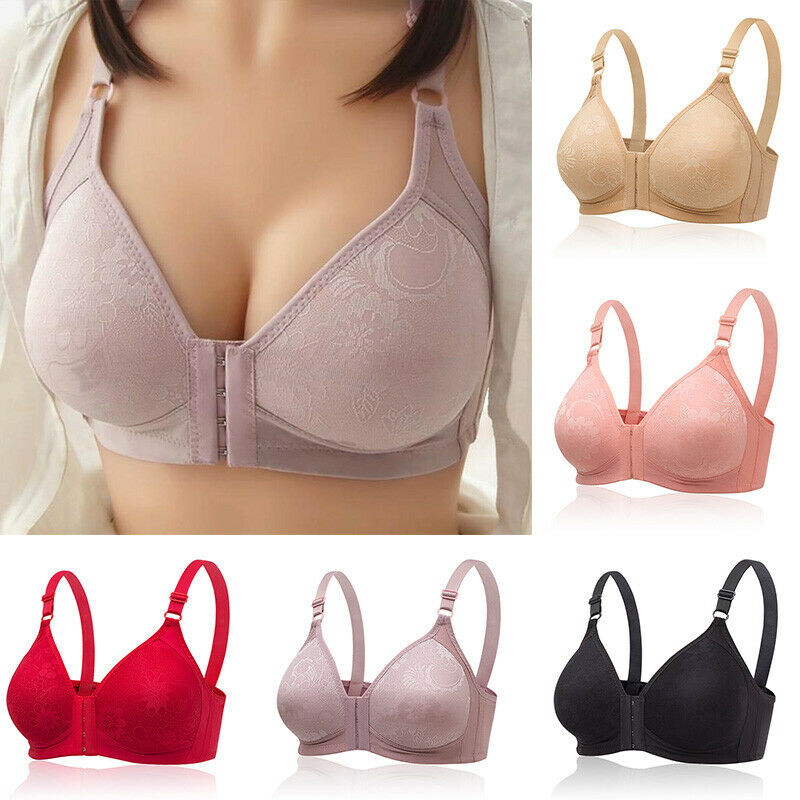 Women Full Cup Bra Front Closure Push Up Padded Wireless Bralette Brassiere Underwear