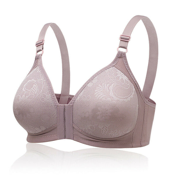 Women Full Cup Bra Front Closure Push Up Padded Wireless Bralette Brassiere Underwear