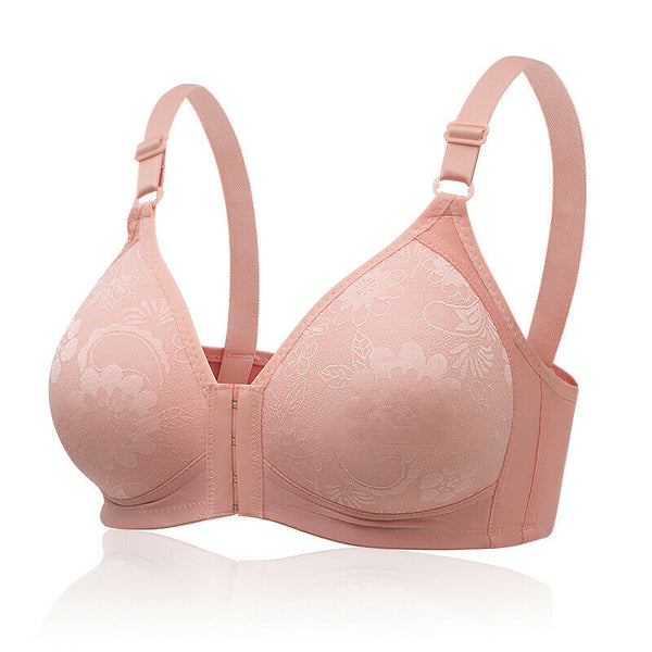 Women Full Cup Bra Front Closure Push Up Padded Wireless Bralette Brassiere Underwear