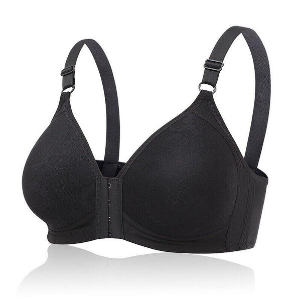 Women Full Cup Bra Front Closure Push Up Padded Wireless Bralette Brassiere Underwear