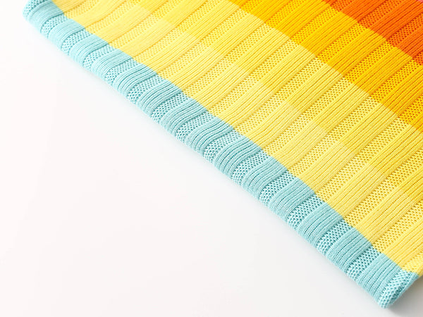 Spring Rainbow Color Soft Jumper Striped Round Neck Long Sleeved Loose Fit Pullover Size Sweater Knitwear