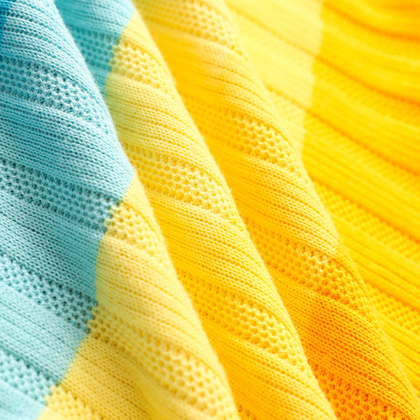 Spring Rainbow Color Soft Jumper Striped Round Neck Long Sleeved Loose Fit Pullover Size Sweater Knitwear