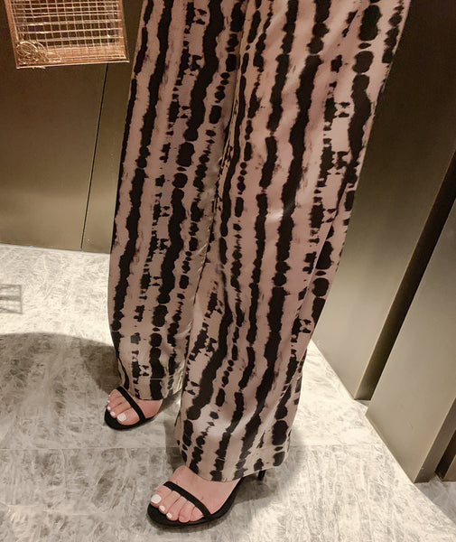 Summer Leopard Wild Women Spaghetti V-Neckline Strap Side Pocket Straight Wide Leg Pants Jumpsuit