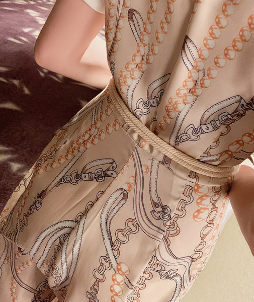 Summer Retro Vintage Fashion Suit White Collar Short Sleeves straight Pants High Waist Jumpsuit Pantsuit