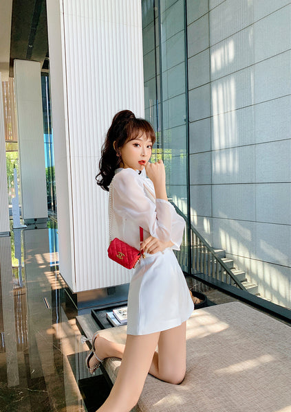 Summer Women Design Organza Beaded Satin Attractive Suit Two Piece Shorts Jacket Jumpsuit