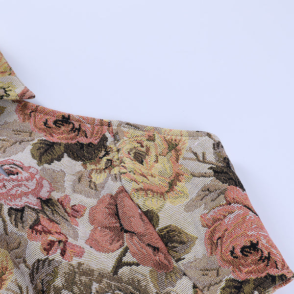 Look Good Women Retro Vintage Floral Printed Halter Collar Neck Crop Vest Fit Design Top