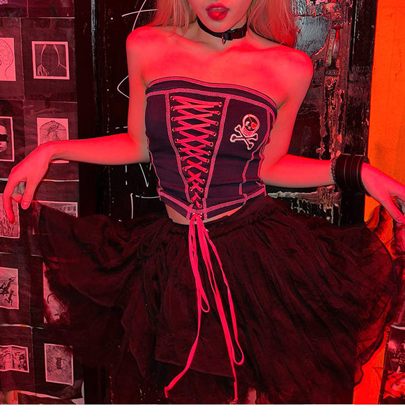 Sexy Patchwork Strapless Vest Summer Women Off Shoulder Tube Corset Top Blouse