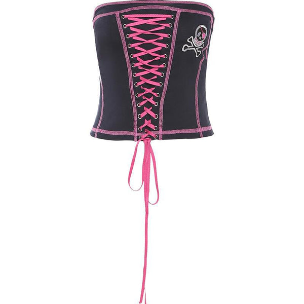 Sexy Patchwork Strapless Vest Summer Women Off Shoulder Tube Corset Top Blouse