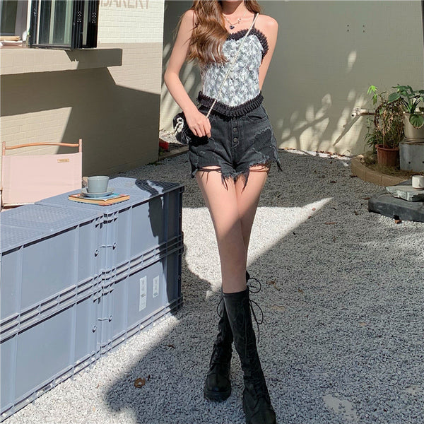 Great Look Large Size Camisole Women Versatile Floral Lace Embroidered Spaghetti Strap Tube Top