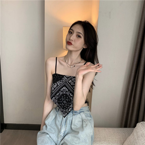 Hot Summer Beautiful Women Geometric Printed Camisole Sleeveless Spaghetti Strap Tube Tops Outer Top