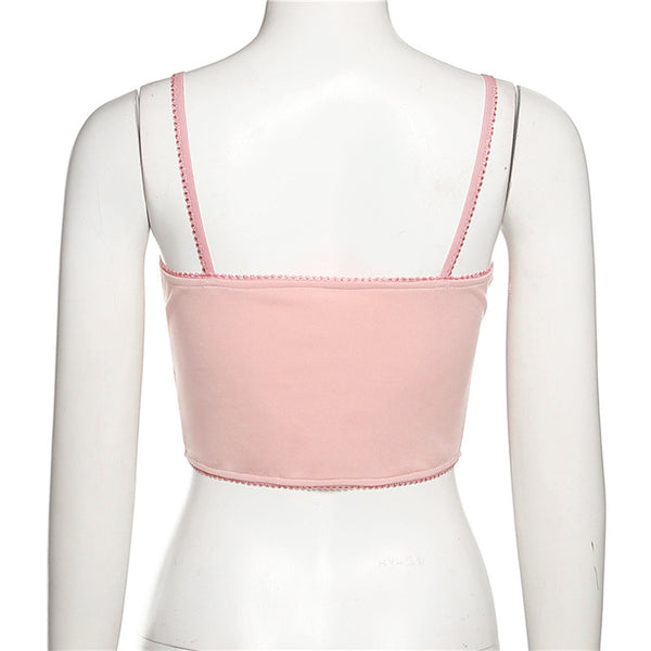 Cozy Women Clothing Floral Printed Sleeveless Spaghetti Strap Vest Crop Tank Top