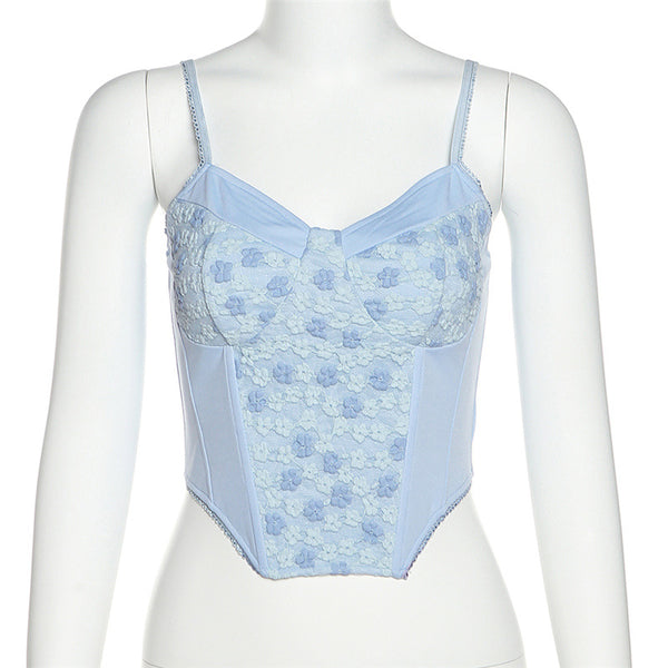 Cozy Women Clothing Floral Printed Sleeveless Spaghetti Strap Vest Crop Tank Top