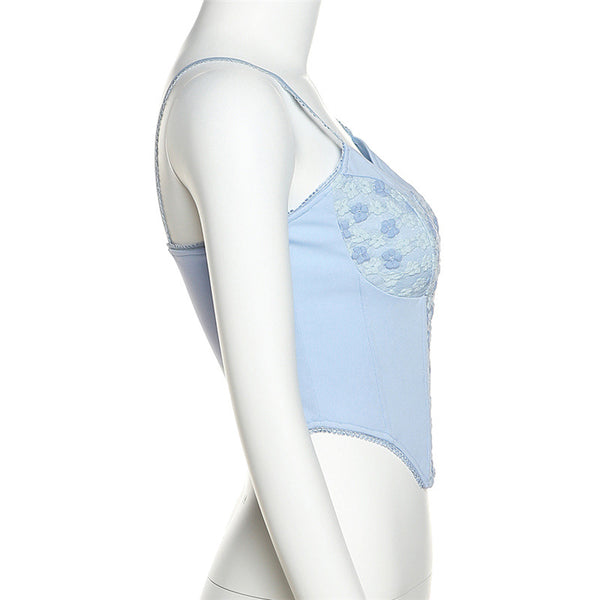 Cozy Women Clothing Floral Printed Sleeveless Spaghetti Strap Vest Crop Tank Top