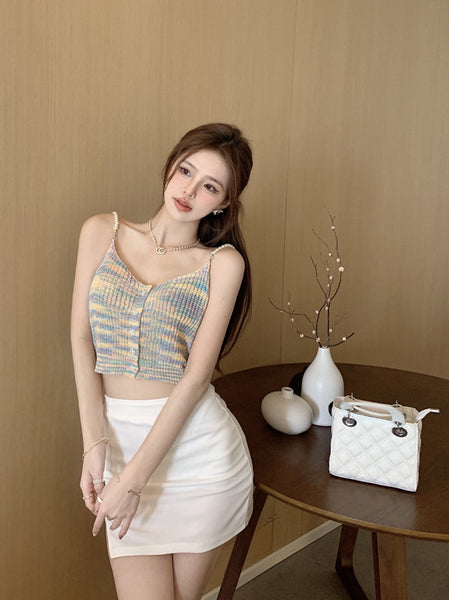 Great Look Summer Sexy Ladies Colorful Short Sleeveless Sling Spaghetti Strap Vest Top