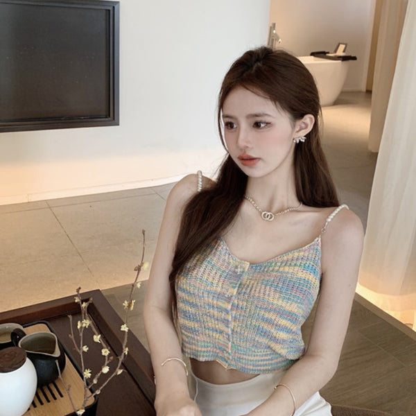 Great Look Summer Sexy Ladies Colorful Short Sleeveless Sling Spaghetti Strap Vest Top