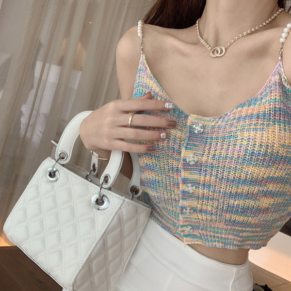 Great Look Summer Sexy Ladies Colorful Short Sleeveless Sling Spaghetti Strap Vest Top