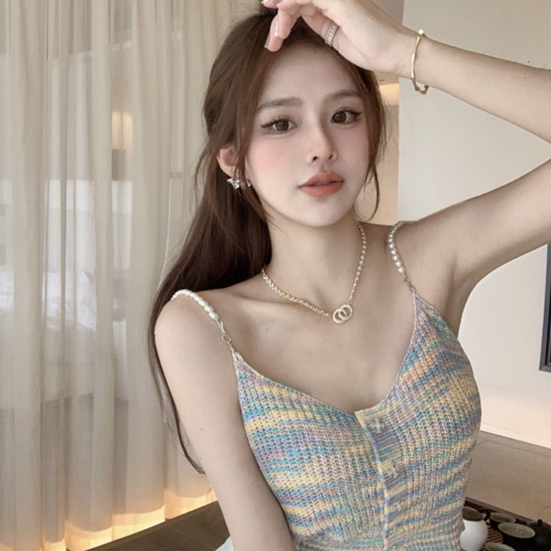 Great Look Summer Sexy Ladies Colorful Short Sleeveless Sling Spaghetti Strap Vest Top