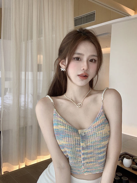 Great Look Summer Sexy Ladies Colorful Short Sleeveless Sling Spaghetti Strap Vest Top