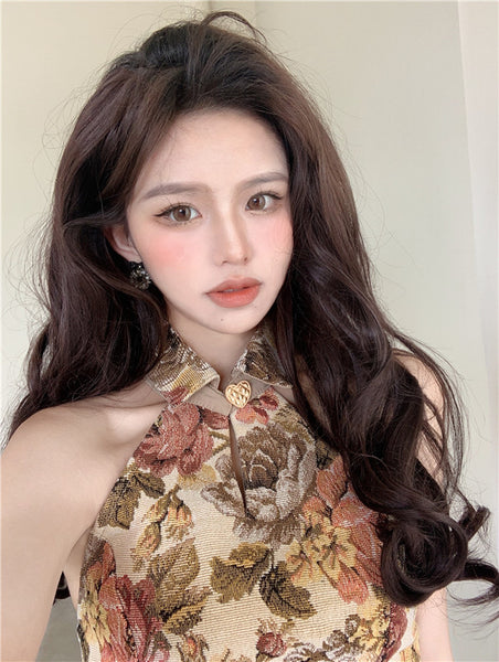 Amazing Trendy Women Floral Printed Halter Collar Neck Crop Vest Fit Slim Design Top