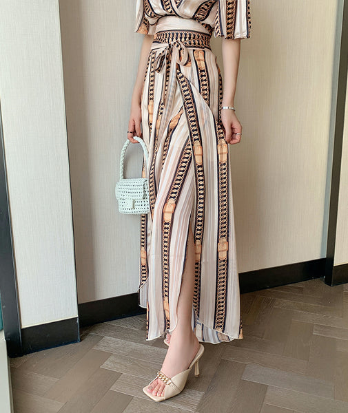 Great Look Summer Trends Elegant V Neck Office Ladies Short Sleeves Shirt Top High Waist Pants Outfit