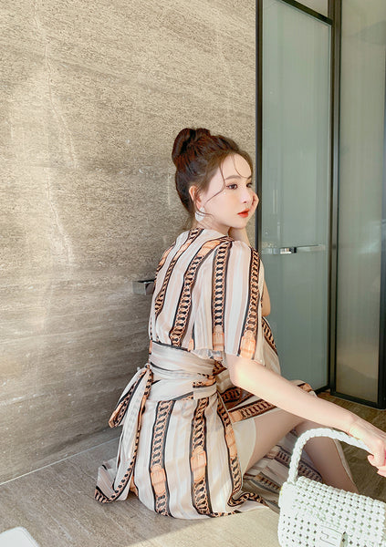 Great Look Summer Trends Elegant V Neck Office Ladies Short Sleeves Shirt Top High Waist Pants Outfit