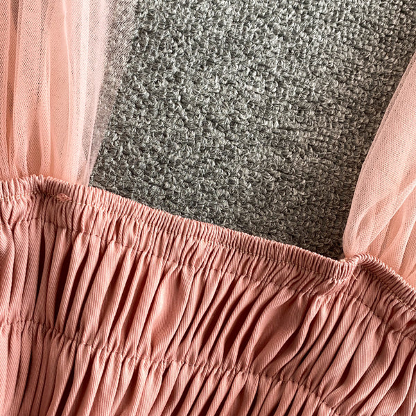 Trendy Style Summer Holiday Women Wrinkled Mesh Stitching Camisole Ruffle Waist Short Top Vest Blouse