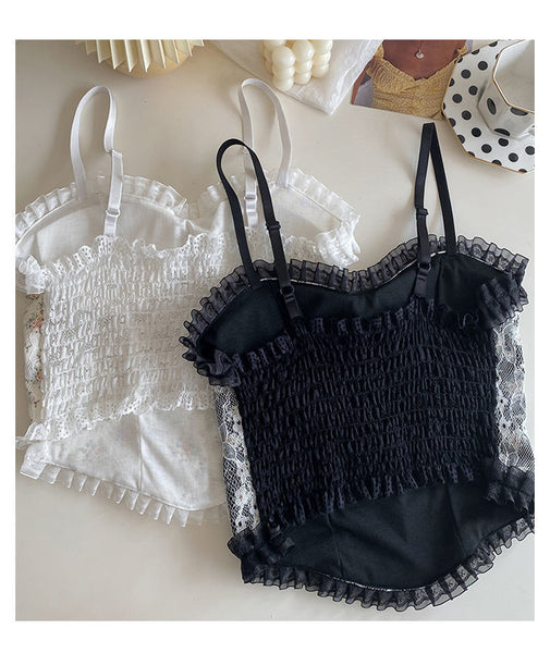 Sexy Beautiful Summer Women Camisole Spaghetti Strap Floral Lace Short Tube Top Outer Wear