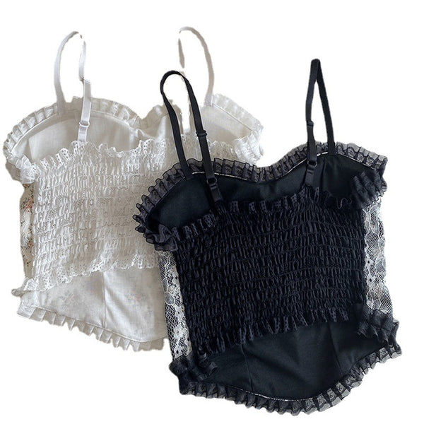 Sexy Beautiful Summer Women Camisole Spaghetti Strap Floral Lace Short Tube Top Outer Wear