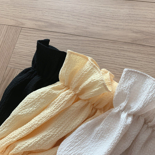 Vintage Sexy Women Pleated Top Smocked Square Neck Collar Puff Sleeve Tops Blouse